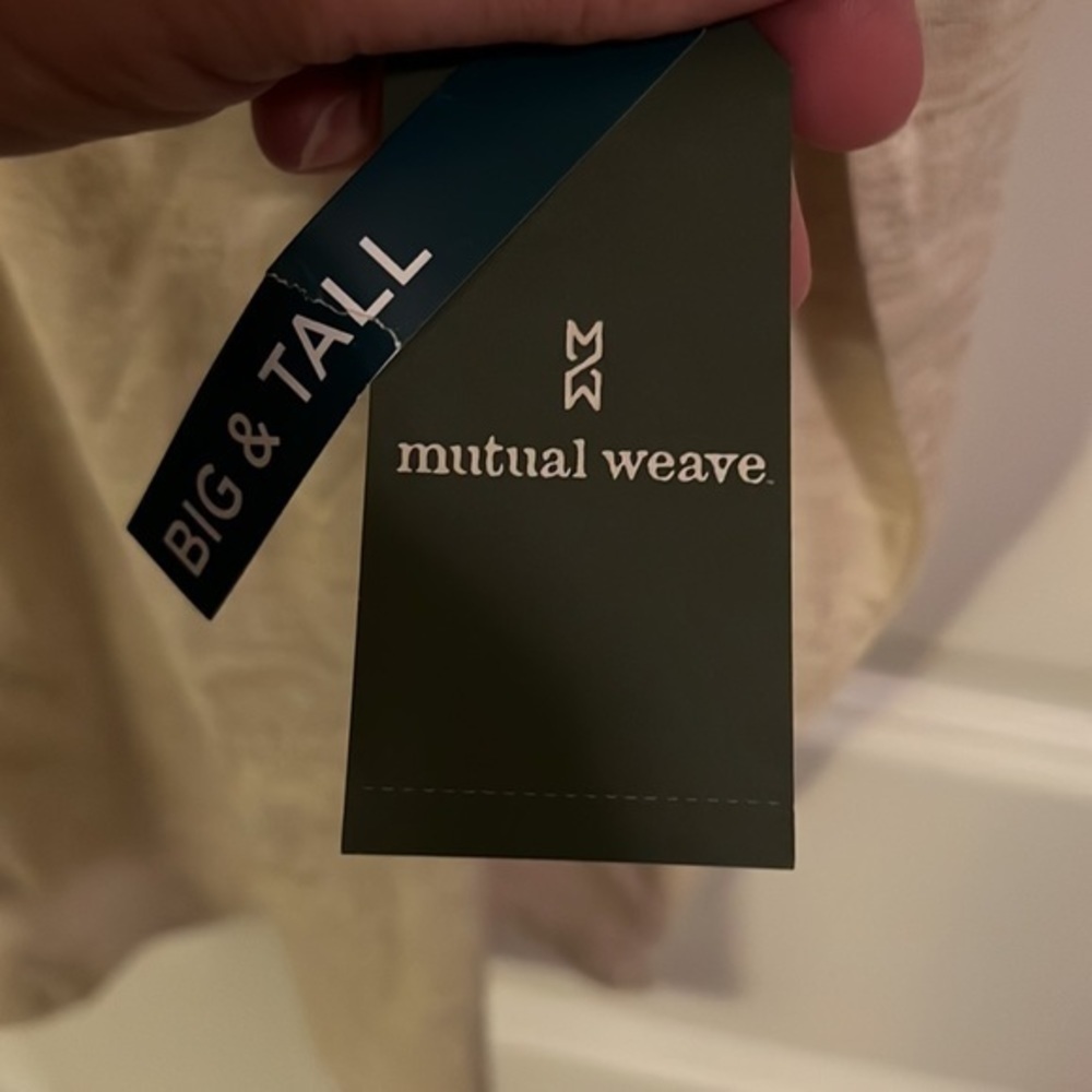 NWT Mutual Weave Short Sleeve V-Neck Shirt Men's 2XL Oatmeal Heather - Picture 7 of 8